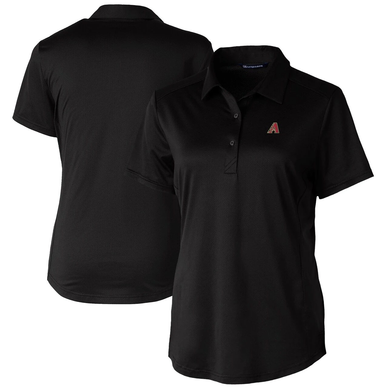 Women's Arizona Diamondbacks Cutter & Buck Black Prospect Textured Stretch Polo 3 Women's Arizona Diamondbacks Cutter & Buck Black Prospect Textured Stretch Polo