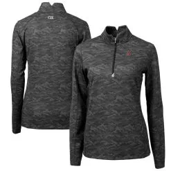 Women's Arizona Diamondbacks Cutter & Buck Black Traverse Camo Print Stretch Quarter-Zip Pullover Top