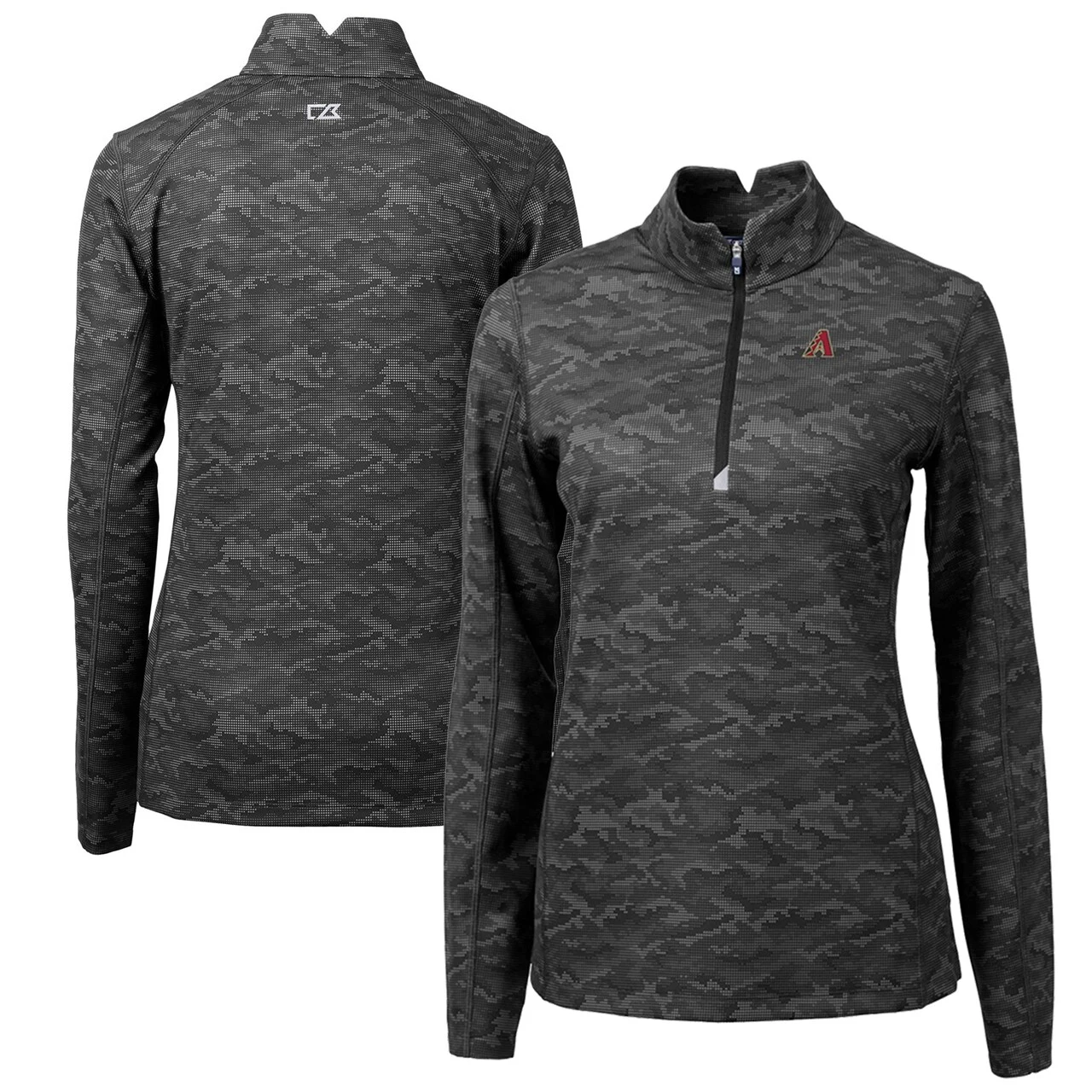 Women's Arizona Diamondbacks Cutter & Buck Black Traverse Camo Print Stretch Quarter-Zip Pullover Top 3 Women's Arizona Diamondbacks Cutter & Buck Black Traverse Camo Print Stretch Quarter-Zip Pullover Top