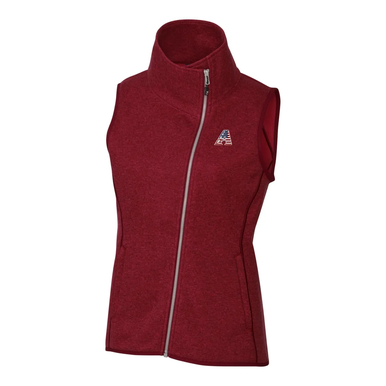 Women's Arizona Diamondbacks Cutter & Buck Cardinal Americana Logo Mainsail Sweater-Knit Full-Zip Asymmetrical Vest 4 Women's Arizona Diamondbacks Cutter & Buck Cardinal Americana Logo Mainsail Sweater-Knit Full-Zip Asymmetrical Vest - Image 2