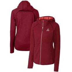 Women's Arizona Diamondbacks Cutter & Buck Cardinal Americana Logo Mainsail Sweater-Knit Full-Zip Hoodie