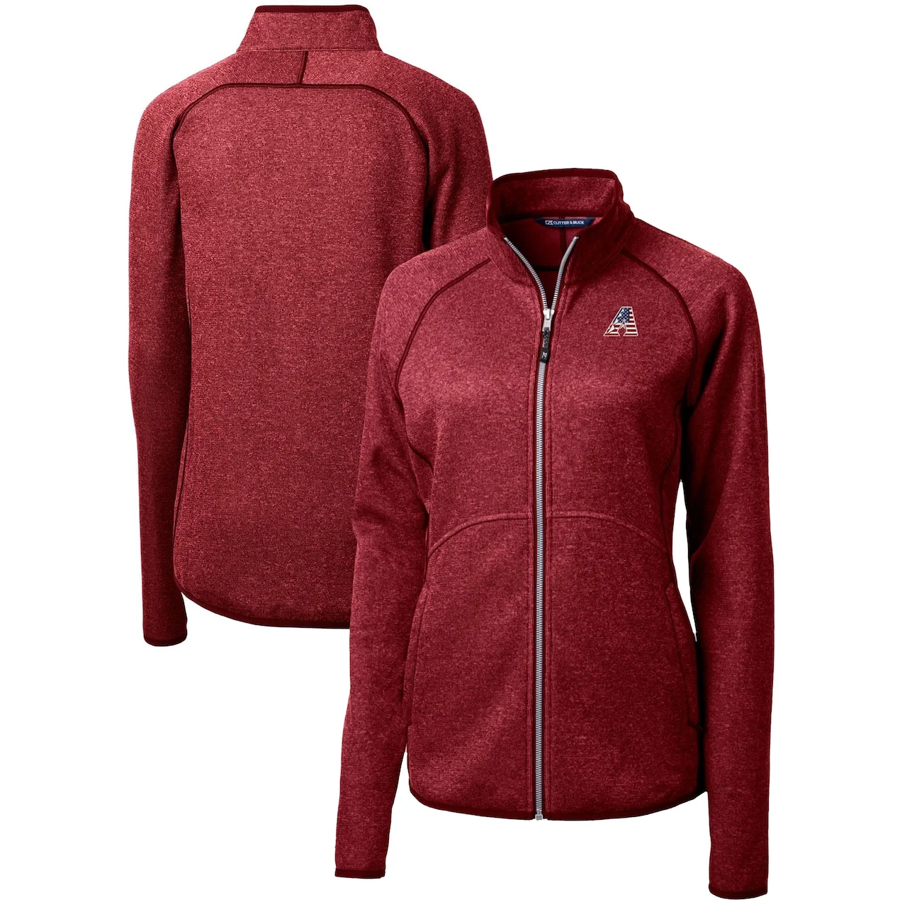 Women's Arizona Diamondbacks Cutter & Buck Cardinal Americana Logo Mainsail Sweater-Knit Full-Zip Jacket 3 Women's Arizona Diamondbacks Cutter & Buck Cardinal Americana Logo Mainsail Sweater-Knit Full-Zip Jacket