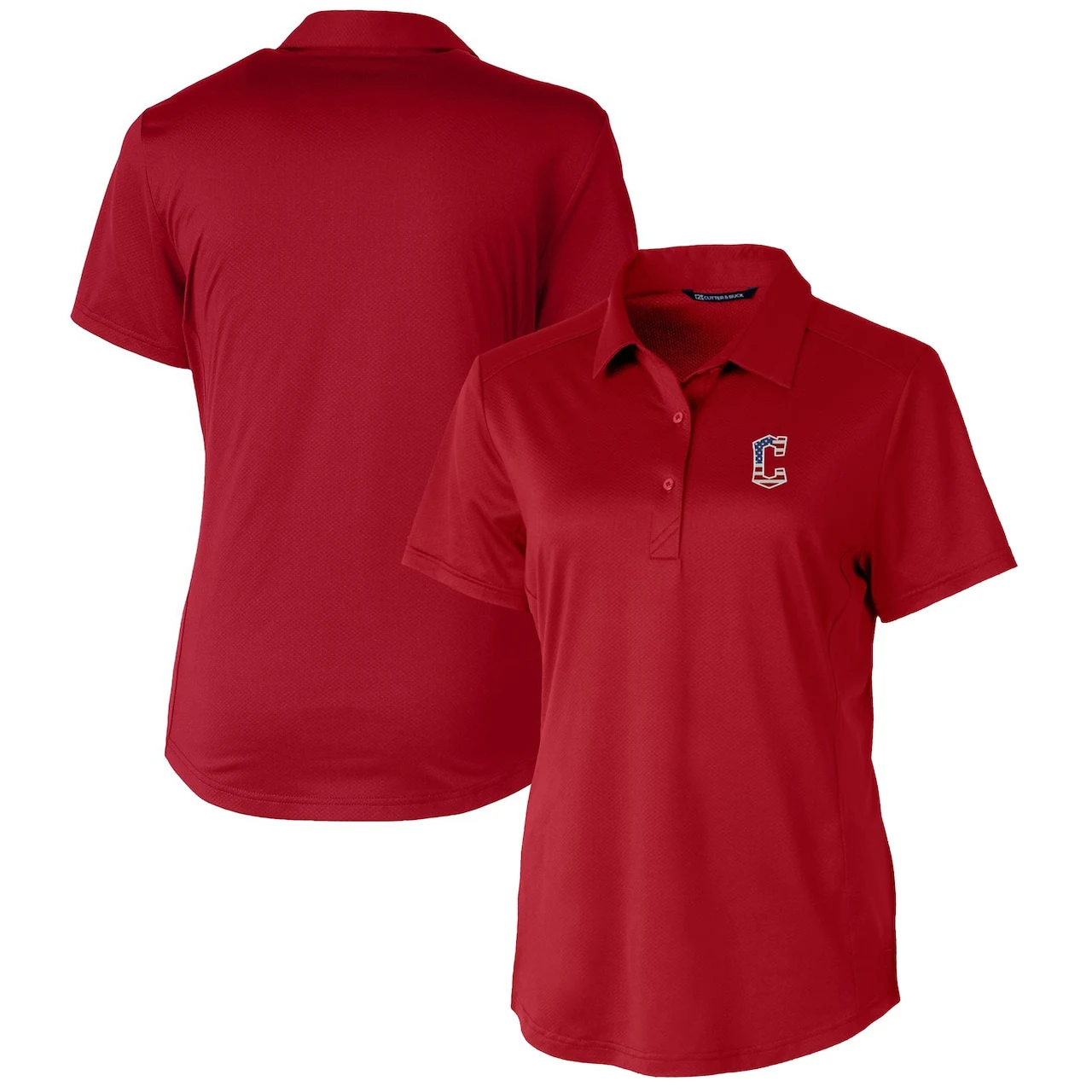 Women's Cleveland Guardians Cutter & Buck Cardinal Americana Logo Prospect DryTec Textured Stretch Polo 3 Women's Cleveland Guardians Cutter & Buck Cardinal Americana Logo Prospect DryTec Textured Stretch Polo