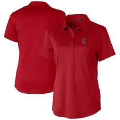 Women's Cleveland Guardians Cutter & Buck Cardinal Prospect Textured Stretch Polo