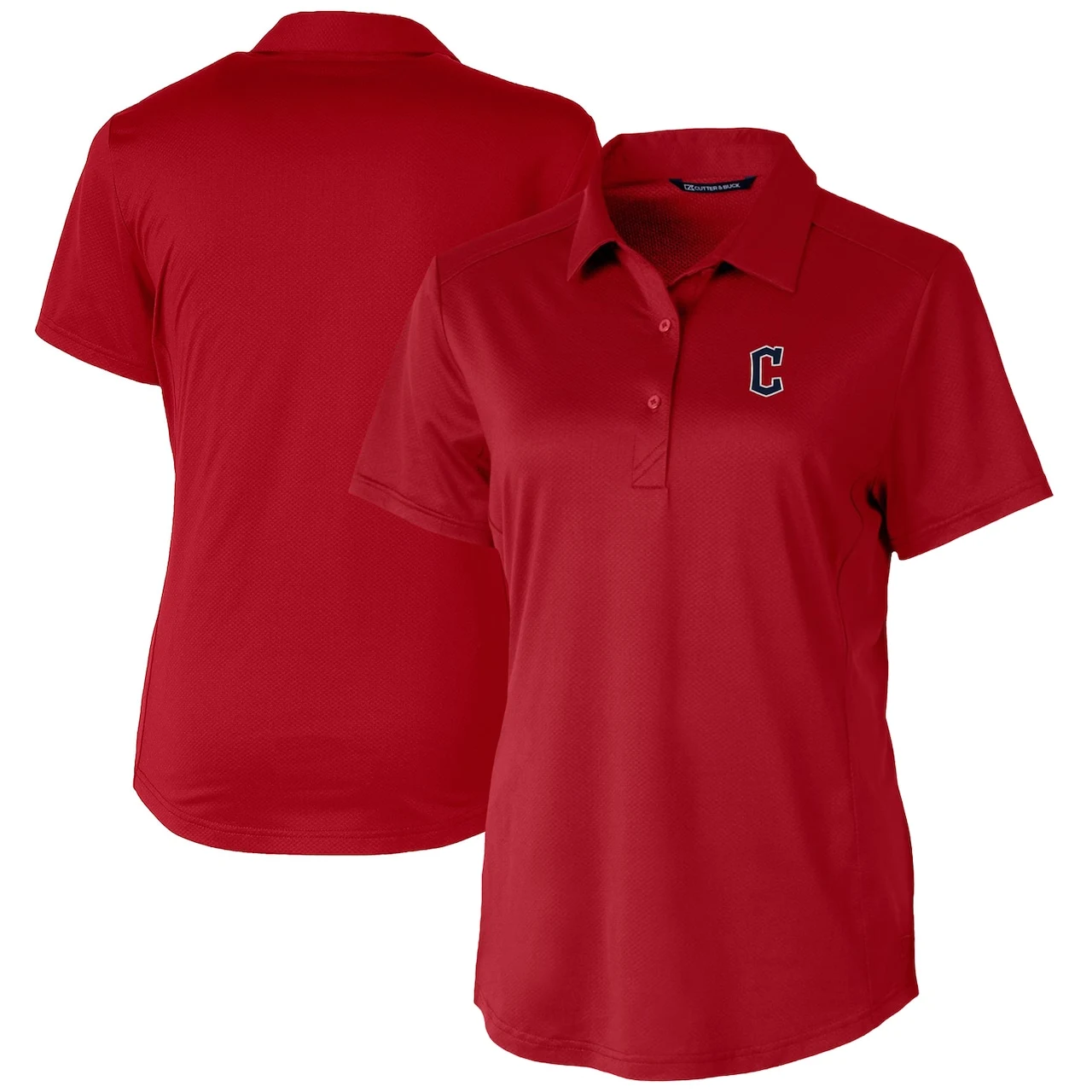 Women's Cleveland Guardians Cutter & Buck Cardinal Prospect Textured Stretch Polo 3 Women's Cleveland Guardians Cutter & Buck Cardinal Prospect Textured Stretch Polo