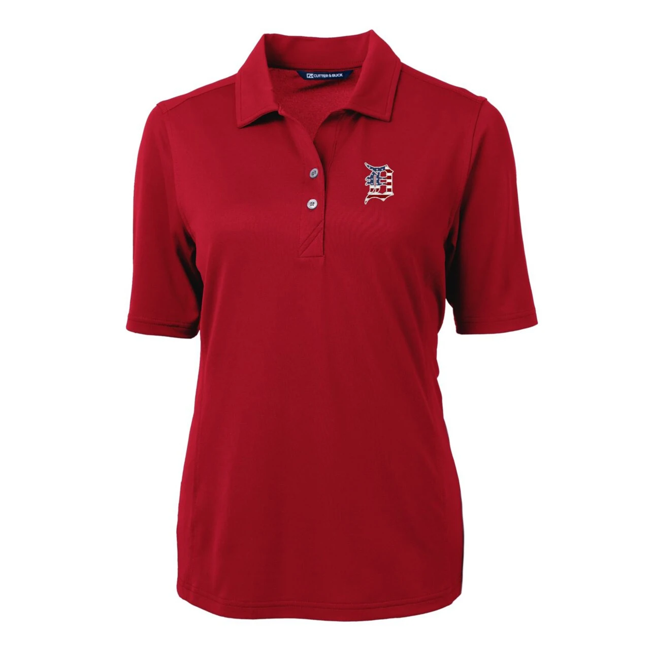 Women's Detroit Tigers Cutter & Buck Cardinal Americana Logo DryTec Virtue Eco Pique Recycled Polo 4 Women's Detroit Tigers Cutter & Buck Cardinal Americana Logo DryTec Virtue Eco Pique Recycled Polo - Image 2