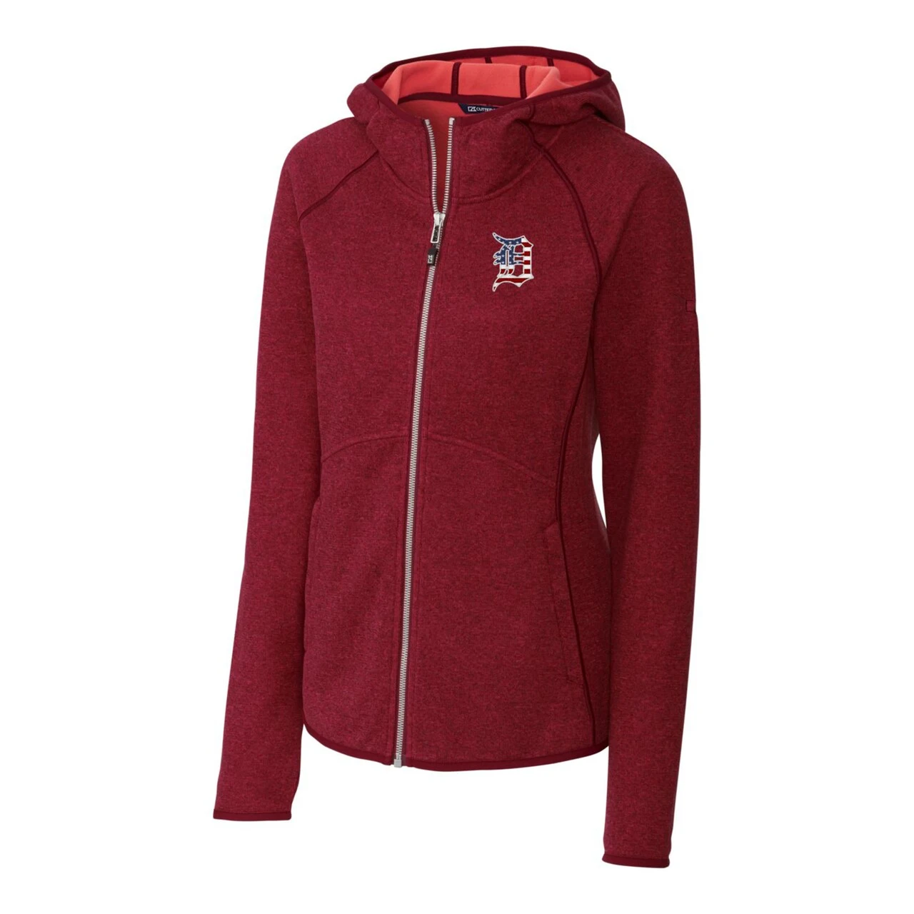 Women's Detroit Tigers Cutter & Buck Cardinal Americana Logo Mainsail Sweater-Knit Full-Zip Hoodie 4 Women's Detroit Tigers Cutter & Buck Cardinal Americana Logo Mainsail Sweater-Knit Full-Zip Hoodie - Image 2
