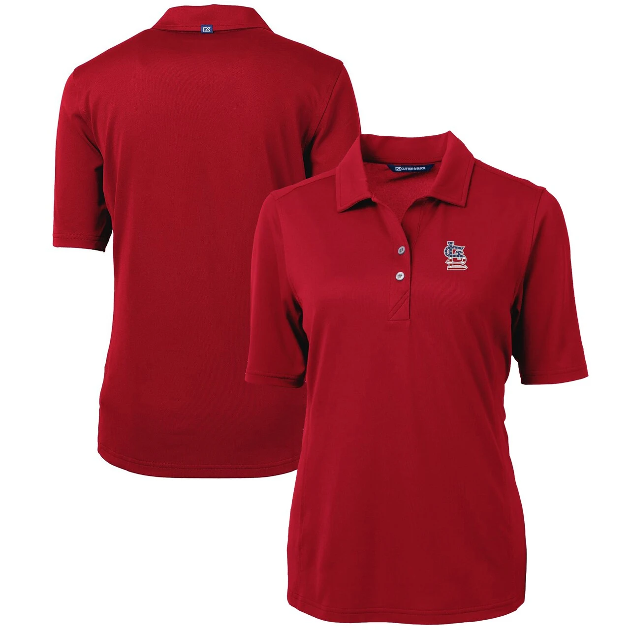Women's St. Louis Cardinals Cutter & Buck Cardinal Americana Logo DryTec Virtue Eco Pique Recycled Polo 3 Women's St. Louis Cardinals Cutter & Buck Cardinal Americana Logo DryTec Virtue Eco Pique Recycled Polo