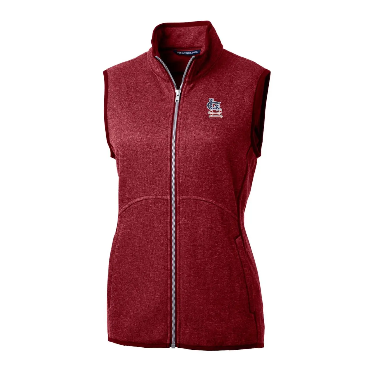 Women's St. Louis Cardinals Cutter & Buck Cardinal Americana Logo Mainsail Sweater-Knit Full-Zip Vest 4 Women's St. Louis Cardinals Cutter & Buck Cardinal Americana Logo Mainsail Sweater-Knit Full-Zip Vest - Image 2