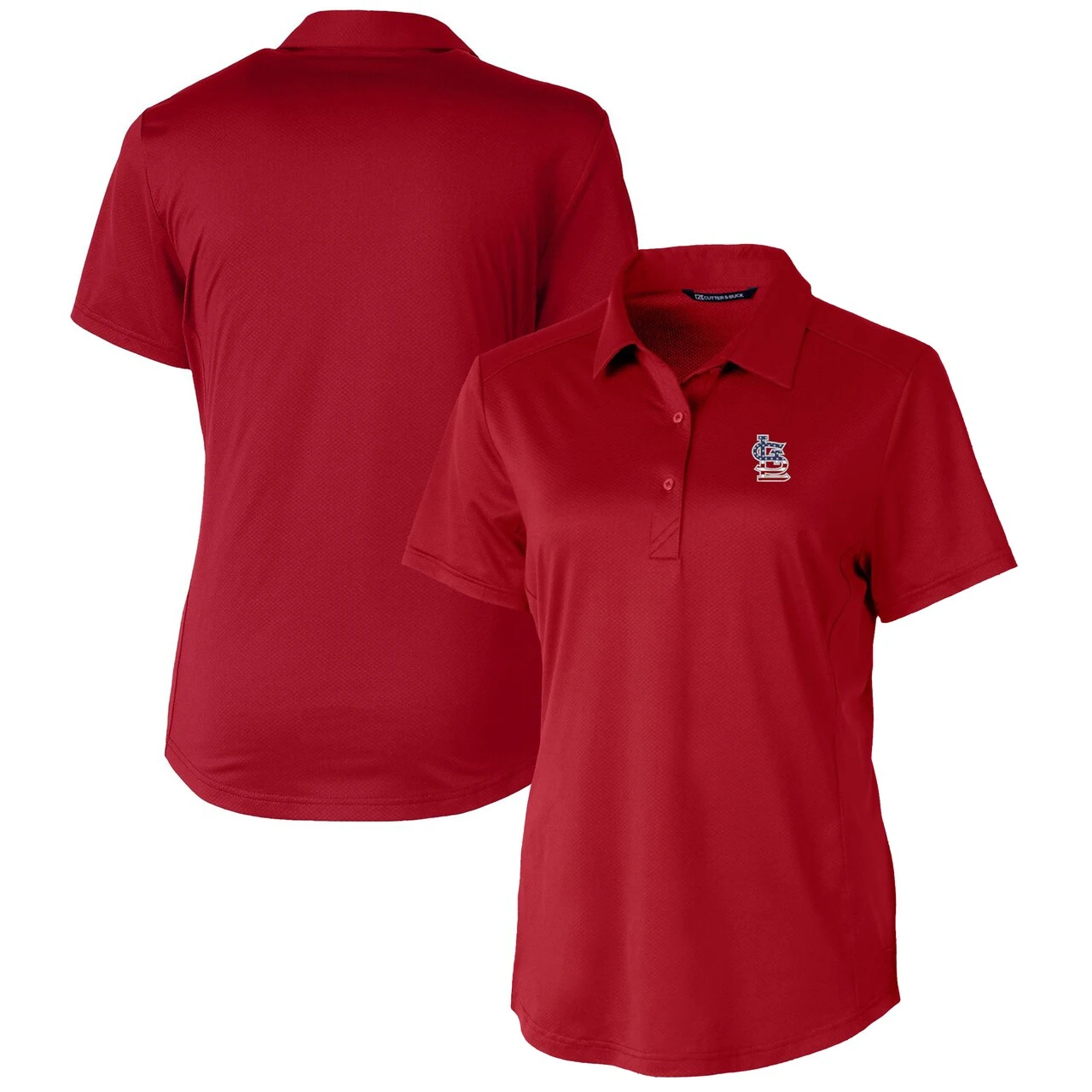 Women's St. Louis Cardinals Cutter & Buck Cardinal Americana Logo Prospect DryTec Textured Stretch Polo 3 Women's St. Louis Cardinals Cutter & Buck Cardinal Americana Logo Prospect DryTec Textured Stretch Polo