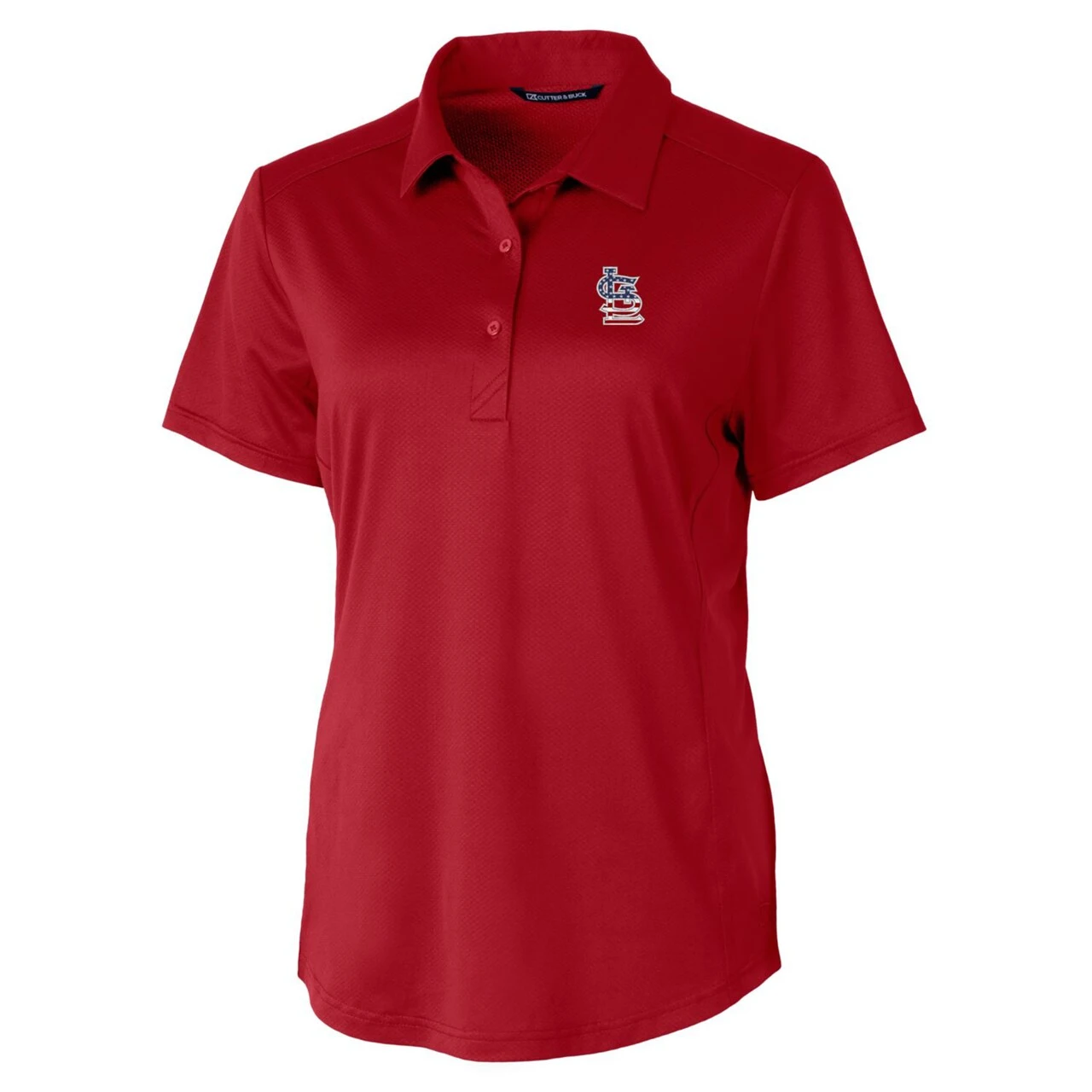 Women's St. Louis Cardinals Cutter & Buck Cardinal Americana Logo Prospect DryTec Textured Stretch Polo 4 Women's St. Louis Cardinals Cutter & Buck Cardinal Americana Logo Prospect DryTec Textured Stretch Polo - Image 2