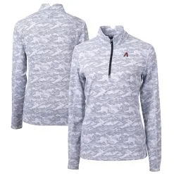 Women's Arizona Diamondbacks Cutter & Buck Charcoal Traverse Camo Print Stretch Quarter-Zip Pullover Top