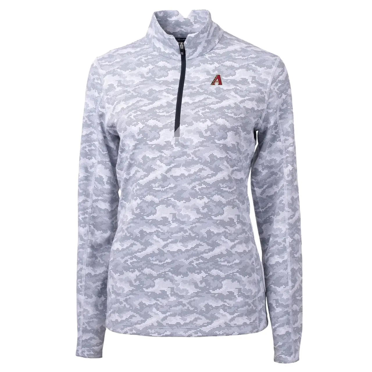 Women's Arizona Diamondbacks Cutter & Buck Charcoal Traverse Camo Print Stretch Quarter-Zip Pullover Top 4 Women's Arizona Diamondbacks Cutter & Buck Charcoal Traverse Camo Print Stretch Quarter-Zip Pullover Top - Image 2