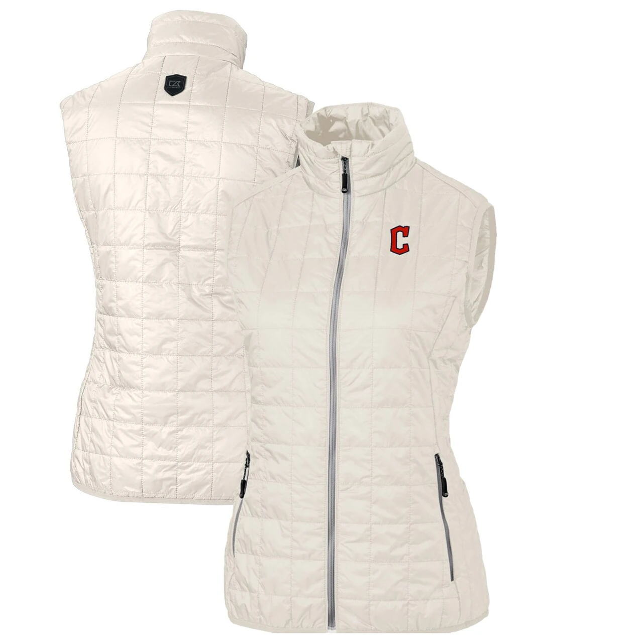 Women's Cleveland Guardians Cutter & Buck Cream Rainier PrimaLoft Eco Full-Zip Puffer Vest 3 Women's Cleveland Guardians Cutter & Buck Cream Rainier PrimaLoft Eco Full-Zip Puffer Vest