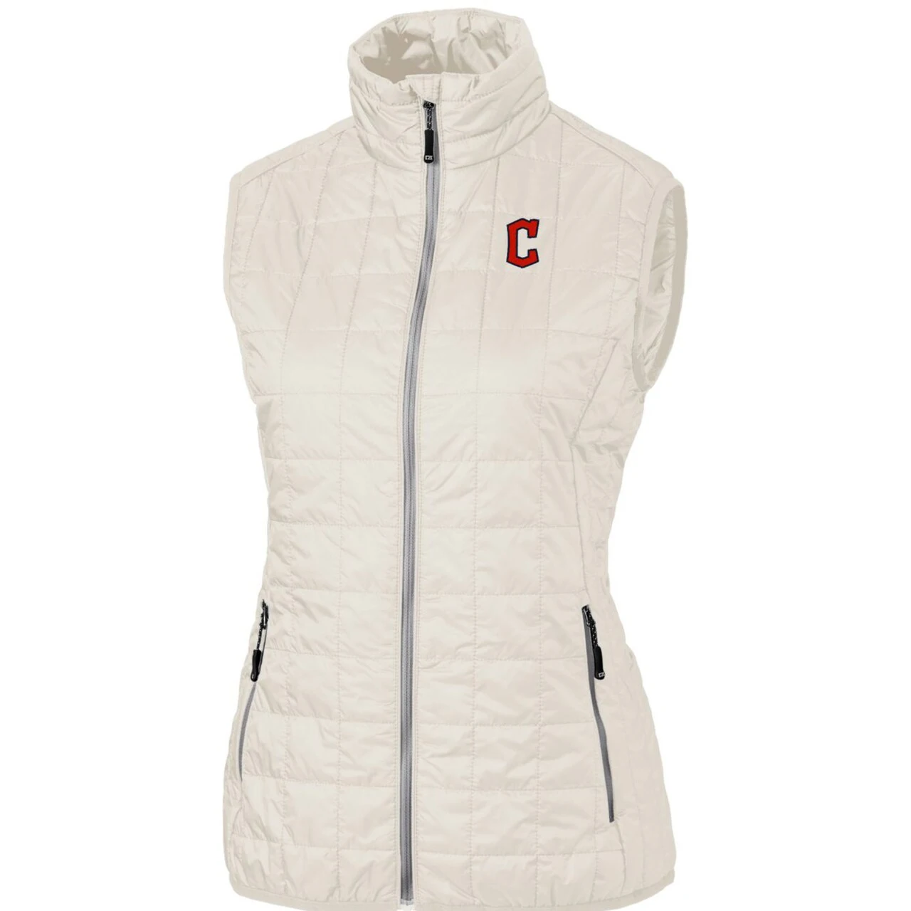 Women's Cleveland Guardians Cutter & Buck Cream Rainier PrimaLoft Eco Full-Zip Puffer Vest 4 Women's Cleveland Guardians Cutter & Buck Cream Rainier PrimaLoft Eco Full-Zip Puffer Vest - Image 2
