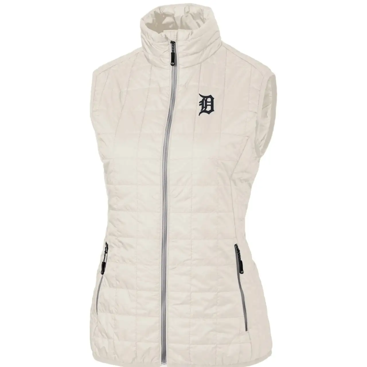 Women's Detroit Tigers Cutter & Buck Cream Rainier PrimaLoft Eco Full-Zip Puffer Vest 4 Women's Detroit Tigers Cutter & Buck Cream Rainier PrimaLoft Eco Full-Zip Puffer Vest - Image 2