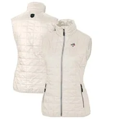 Women's Toronto Blue Jays Cutter & Buck Cream Rainier PrimaLoft Eco Full-Zip Puffer Vest