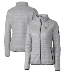 Women's Arizona Diamondbacks Cutter & Buck Gray Rainier PrimaLoft Eco Full-Zip Puffer Jacket