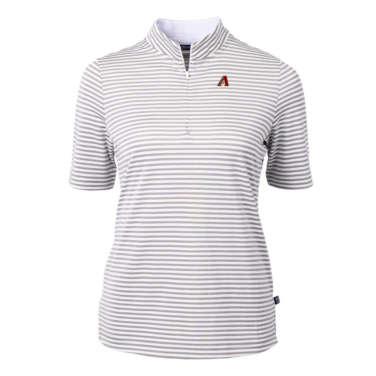 Women's Arizona Diamondbacks Cutter & Buck Gray Virtue Eco Pique Stripe Top 4 Women's Arizona Diamondbacks Cutter & Buck Gray Virtue Eco Pique Stripe Top - Image 2