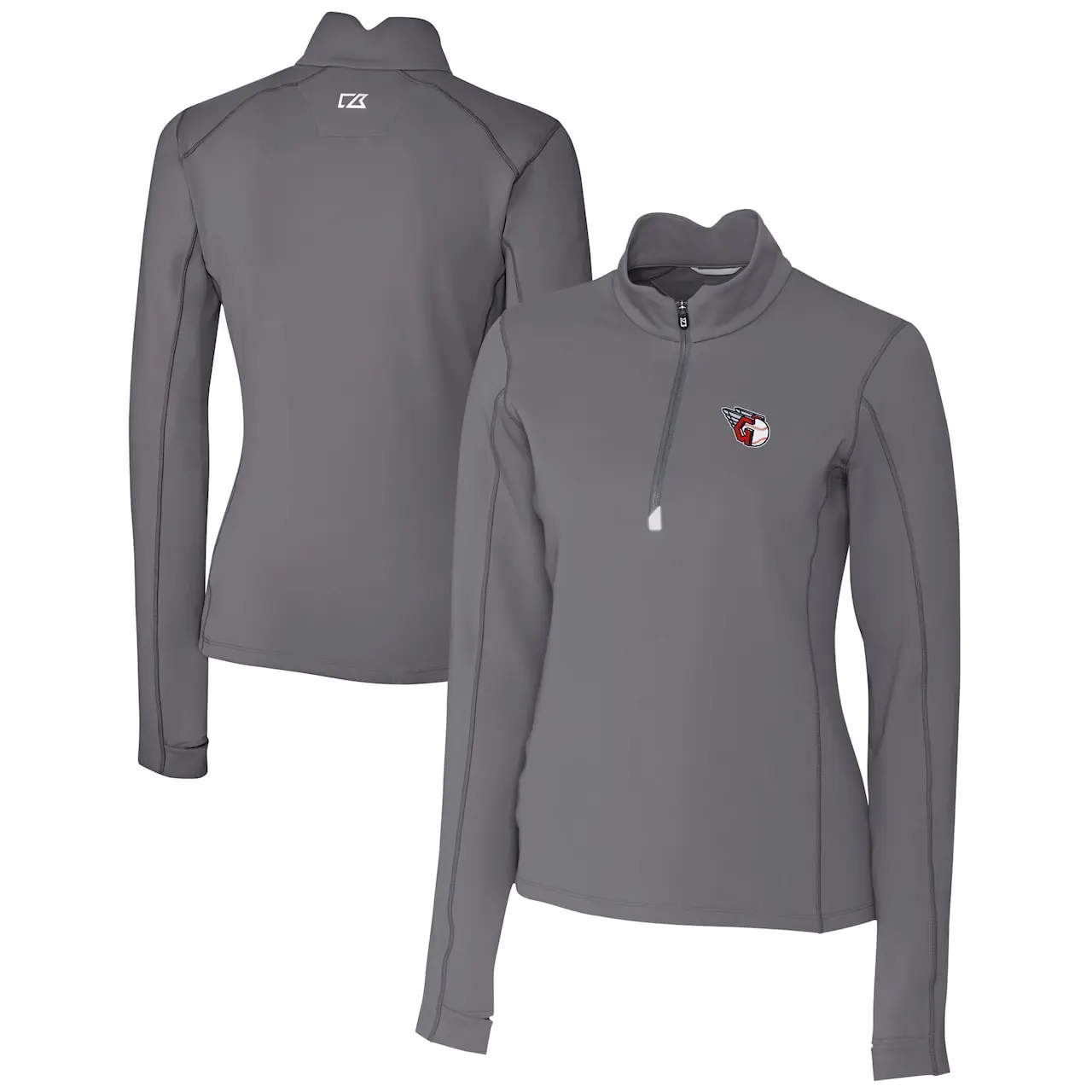 Women's Cleveland Guardians Cutter & Buck Gray DryTec Traverse Stretch Quarter-Zip Pullover Top 3 Women's Cleveland Guardians Cutter & Buck Gray DryTec Traverse Stretch Quarter-Zip Pullover Top