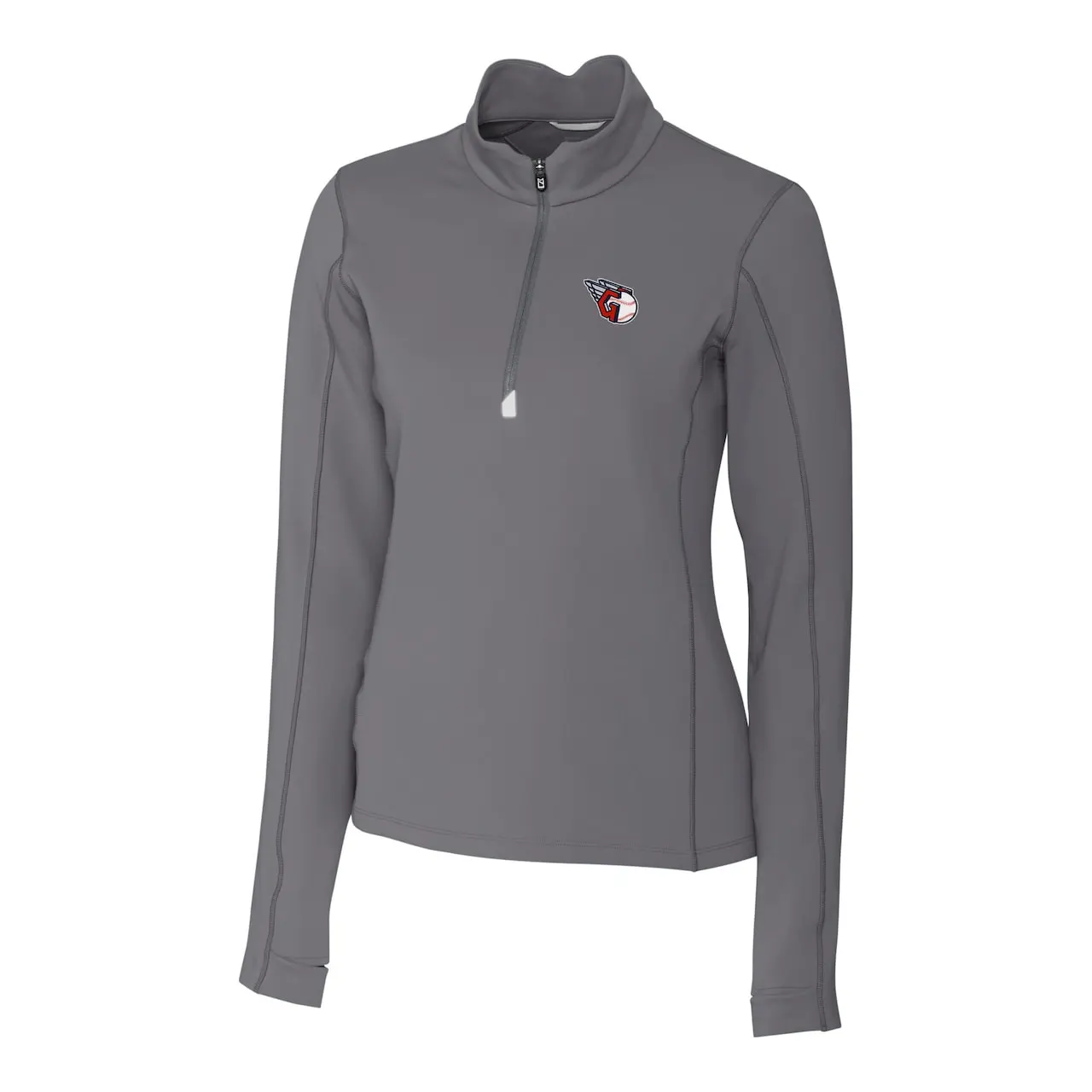Women's Cleveland Guardians Cutter & Buck Gray DryTec Traverse Stretch Quarter-Zip Pullover Top 4 Women's Cleveland Guardians Cutter & Buck Gray DryTec Traverse Stretch Quarter-Zip Pullover Top - Image 2