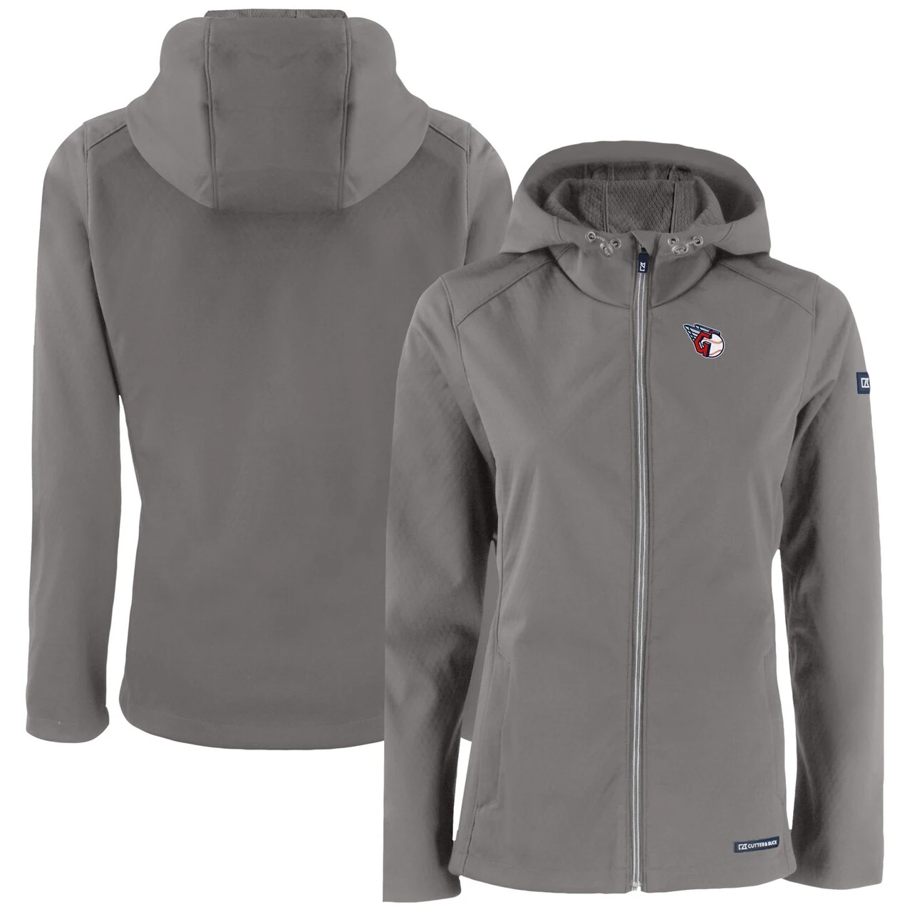 Women's Cleveland Guardians Cutter & Buck Gray Evoke Eco Softshell Recycled Full-Zip Jacket 3 Women's Cleveland Guardians Cutter & Buck Gray Evoke Eco Softshell Recycled Full-Zip Jacket