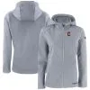 Women's Cleveland Guardians Cutter & Buck Gray Evoke Eco Softshell Recycled Full-Zip Jacket