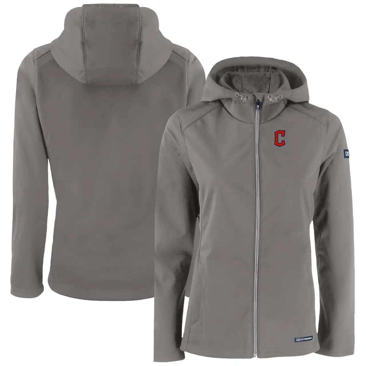 Women's Cleveland Guardians Cutter & Buck Gray Evoke Eco Softshell Recycled Full-Zip Jacket 3 Women's Cleveland Guardians Cutter & Buck Gray Evoke Eco Softshell Recycled Full-Zip Jacket