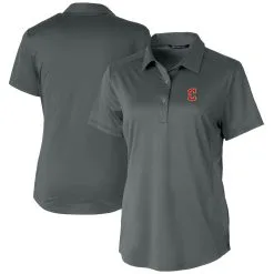Women's Cleveland Guardians Cutter & Buck Gray Prospect Textured Stretch Polo