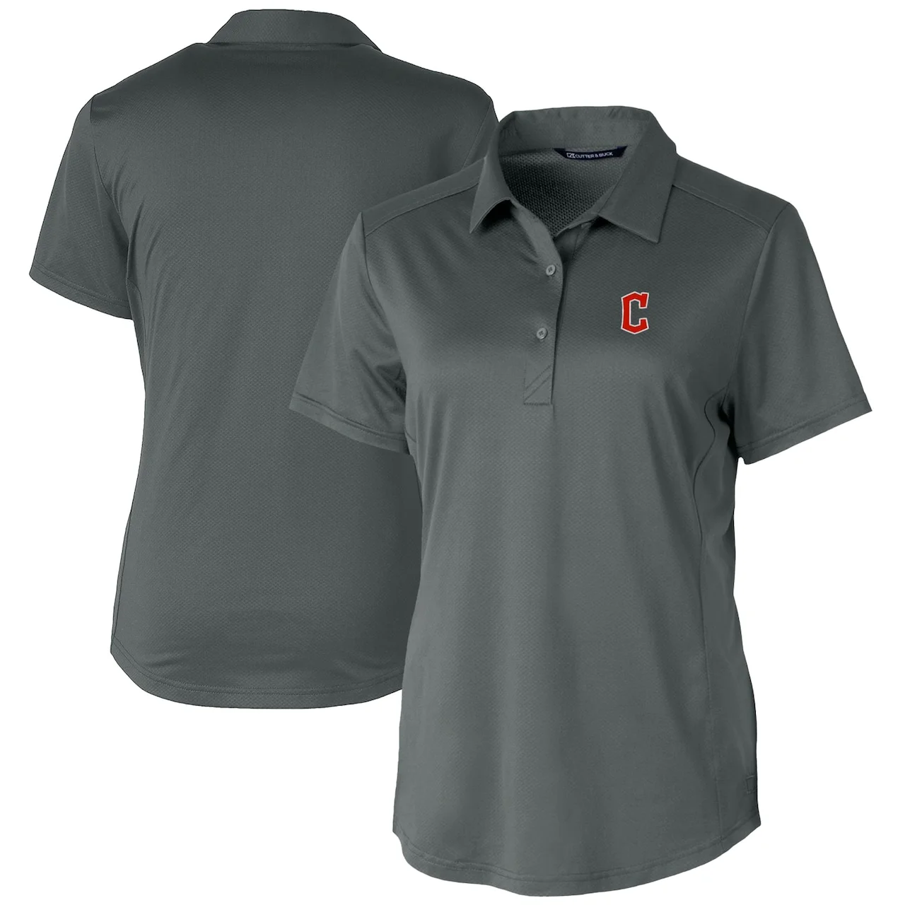 Women's Cleveland Guardians Cutter & Buck Gray Prospect Textured Stretch Polo 3 Women's Cleveland Guardians Cutter & Buck Gray Prospect Textured Stretch Polo