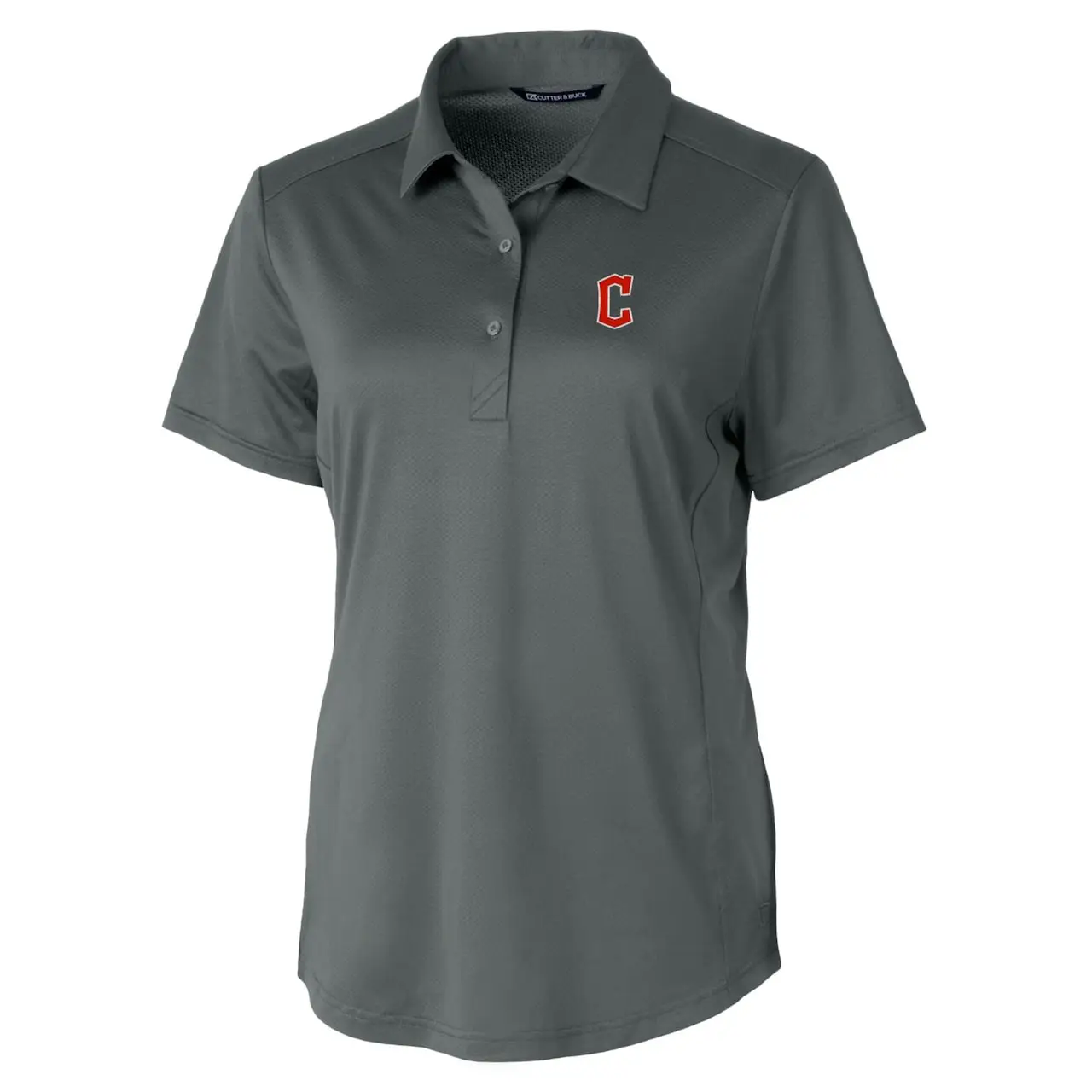 Women's Cleveland Guardians Cutter & Buck Gray Prospect Textured Stretch Polo 4 Women's Cleveland Guardians Cutter & Buck Gray Prospect Textured Stretch Polo - Image 2