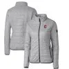 Women's Cleveland Guardians Cutter & Buck Gray Rainier PrimaLoft Eco Full-Zip Puffer Jacket