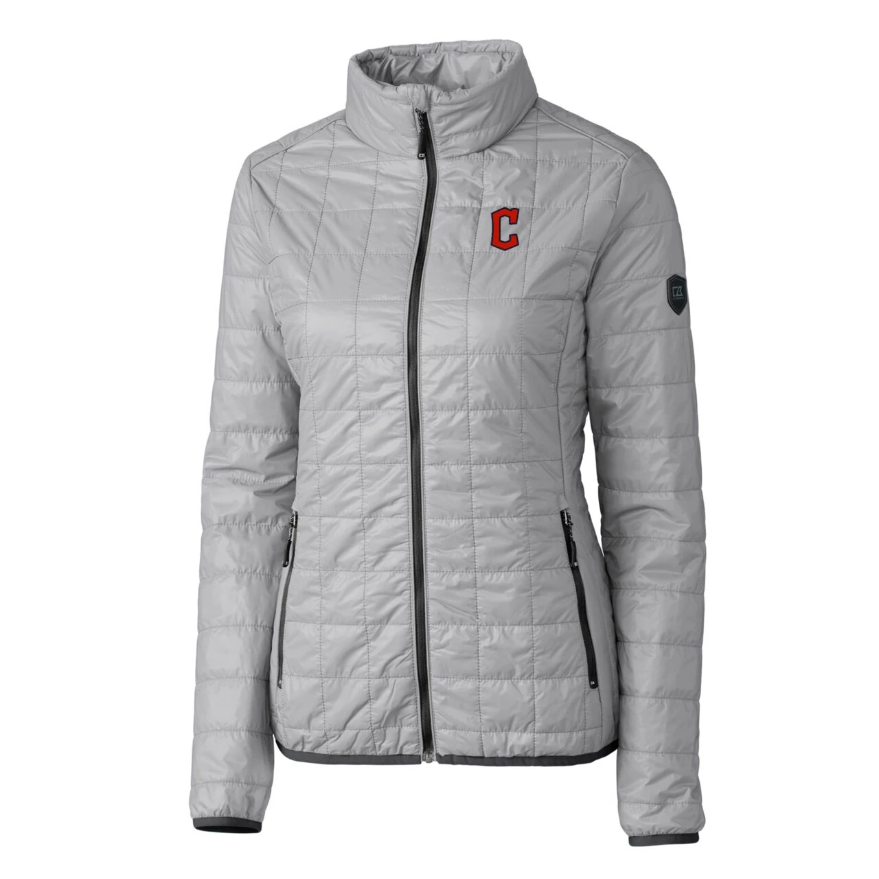 Women's Cleveland Guardians Cutter & Buck Gray Rainier PrimaLoft Eco Full-Zip Puffer Jacket 4 Women's Cleveland Guardians Cutter & Buck Gray Rainier PrimaLoft Eco Full-Zip Puffer Jacket - Image 2