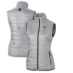 Women's Cleveland Guardians Cutter & Buck Gray Rainier PrimaLoft Eco Full-Zip Puffer Vest