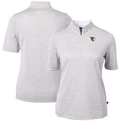 Women's Cleveland Guardians Cutter & Buck Gray Virtue Eco Pique Stripe Top