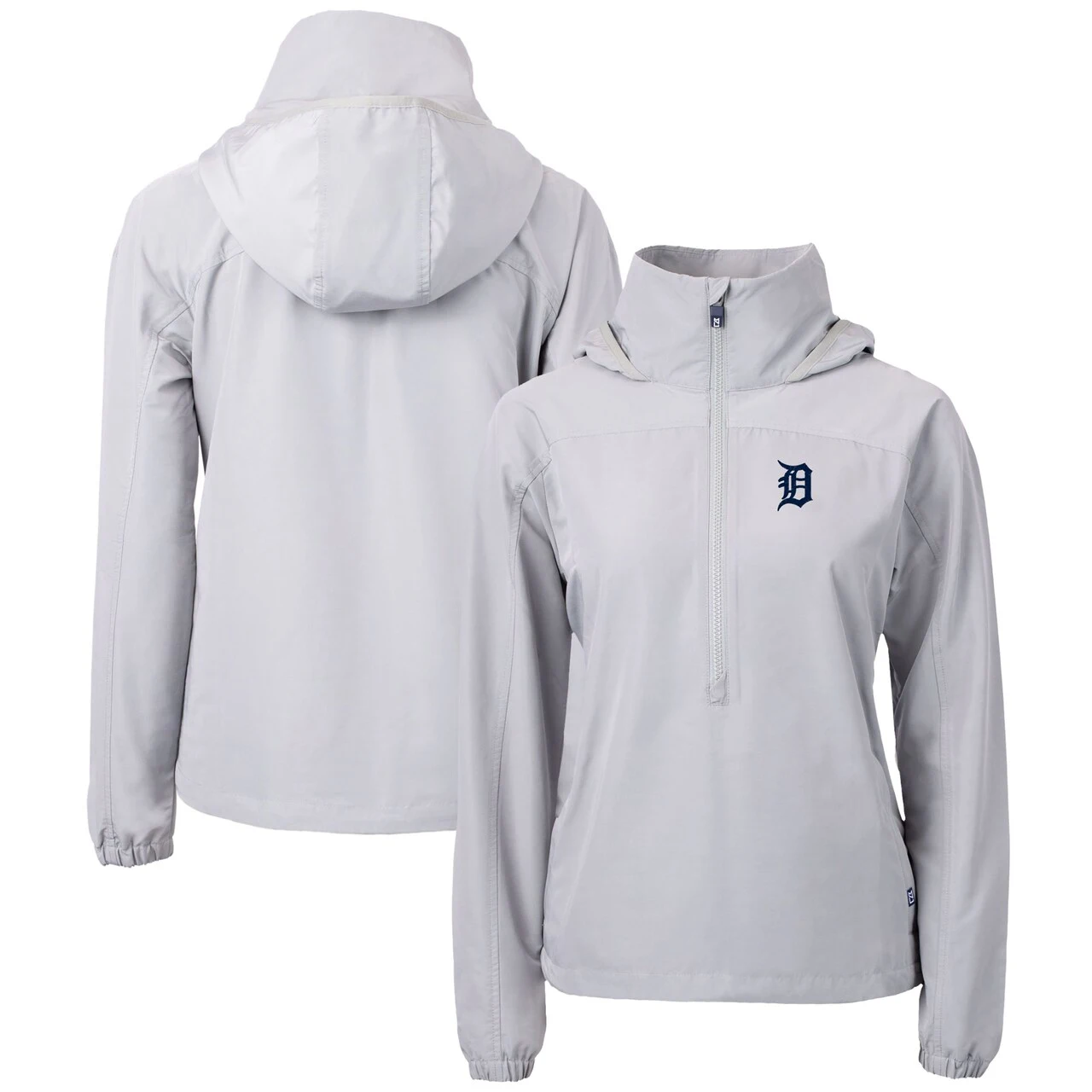 Women's Detroit Tigers Cutter & Buck Gray Charter Eco Recycled Half-Zip Anorak Jacket 3 Women's Detroit Tigers Cutter & Buck Gray Charter Eco Recycled Half-Zip Anorak Jacket