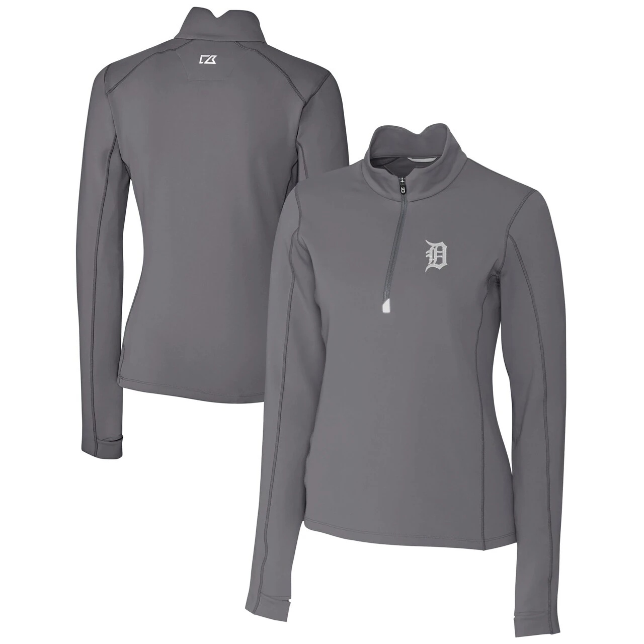 Women's Detroit Tigers Cutter & Buck Gray DryTec Traverse Stretch Quarter-Zip Pullover Top 3 Women's Detroit Tigers Cutter & Buck Gray DryTec Traverse Stretch Quarter-Zip Pullover Top