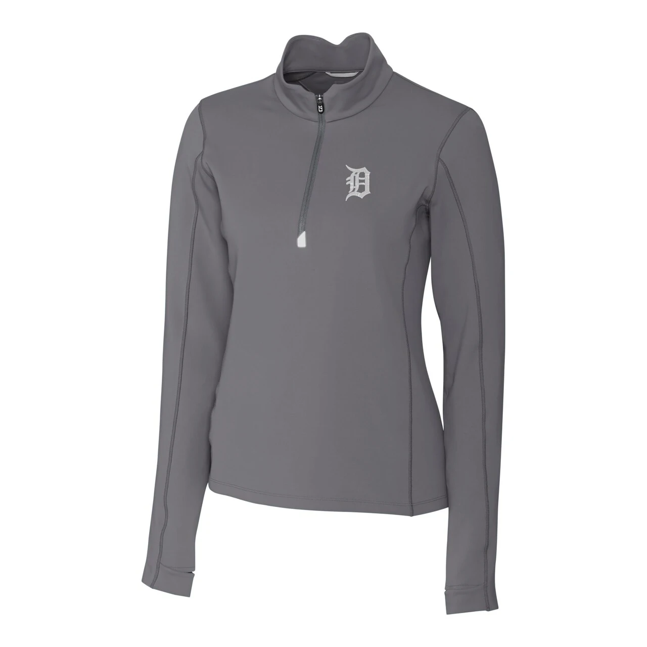 Women's Detroit Tigers Cutter & Buck Gray DryTec Traverse Stretch Quarter-Zip Pullover Top 4 Women's Detroit Tigers Cutter & Buck Gray DryTec Traverse Stretch Quarter-Zip Pullover Top - Image 2