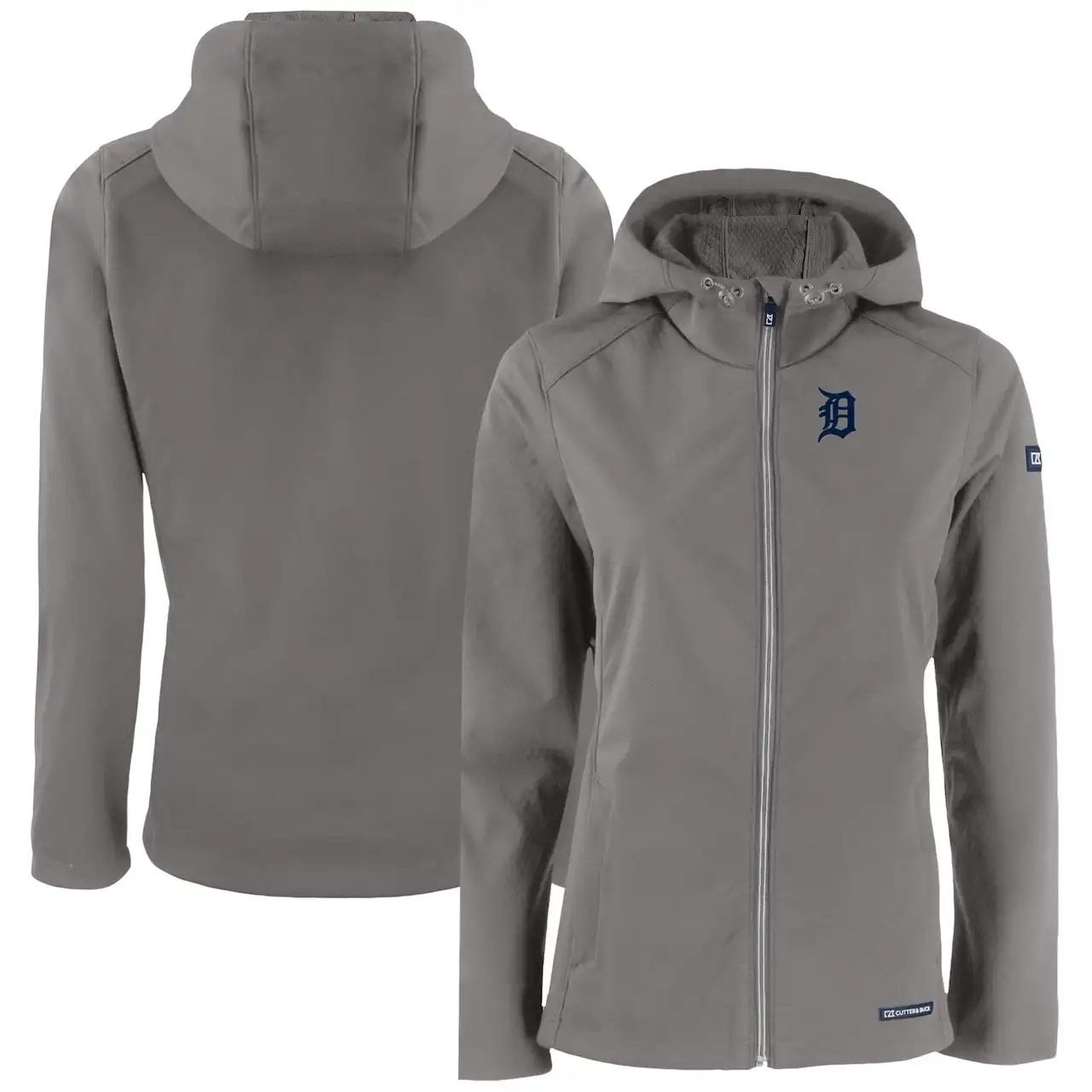 Women's Detroit Tigers Cutter & Buck Gray Evoke Eco Softshell Recycled Full-Zip Jacket 3 Women's Detroit Tigers Cutter & Buck Gray Evoke Eco Softshell Recycled Full-Zip Jacket