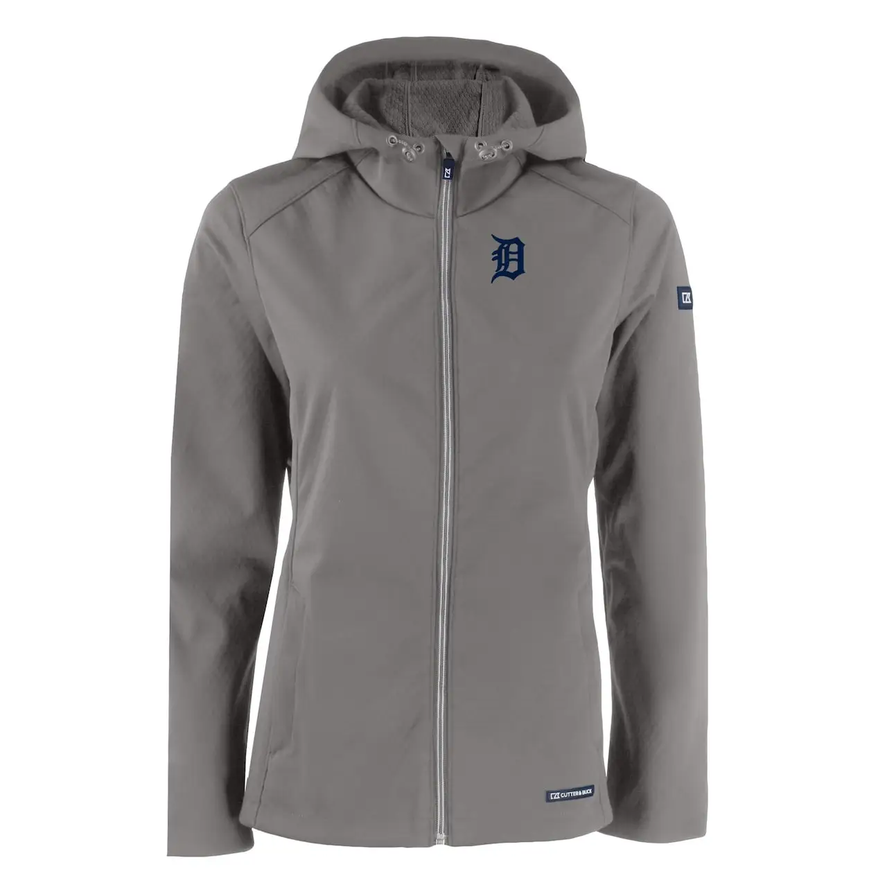 Women's Detroit Tigers Cutter & Buck Gray Evoke Eco Softshell Recycled Full-Zip Jacket 4 Women's Detroit Tigers Cutter & Buck Gray Evoke Eco Softshell Recycled Full-Zip Jacket - Image 2