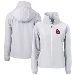 Women's St. Louis Cardinals Cutter & Buck Gray Charter Eco Recycled Full-Zip Jacket