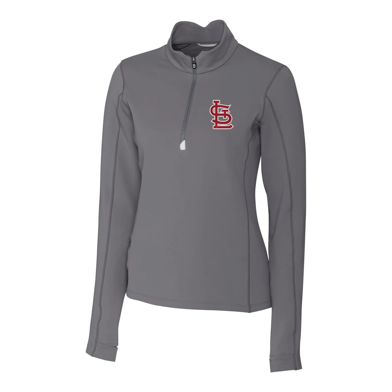 Women's St. Louis Cardinals Cutter & Buck Gray DryTec Traverse Stretch Quarter-Zip Pullover Top 4 Women's St. Louis Cardinals Cutter & Buck Gray DryTec Traverse Stretch Quarter-Zip Pullover Top - Image 2