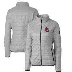 Women's St. Louis Cardinals Cutter & Buck Gray Rainier PrimaLoft Eco Full-Zip Puffer Jacket