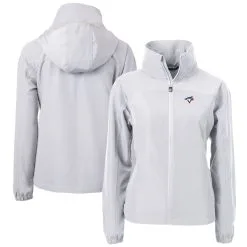 Women's Toronto Blue Jays Cutter & Buck Gray Charter Eco Recycled Full-Zip Jacket