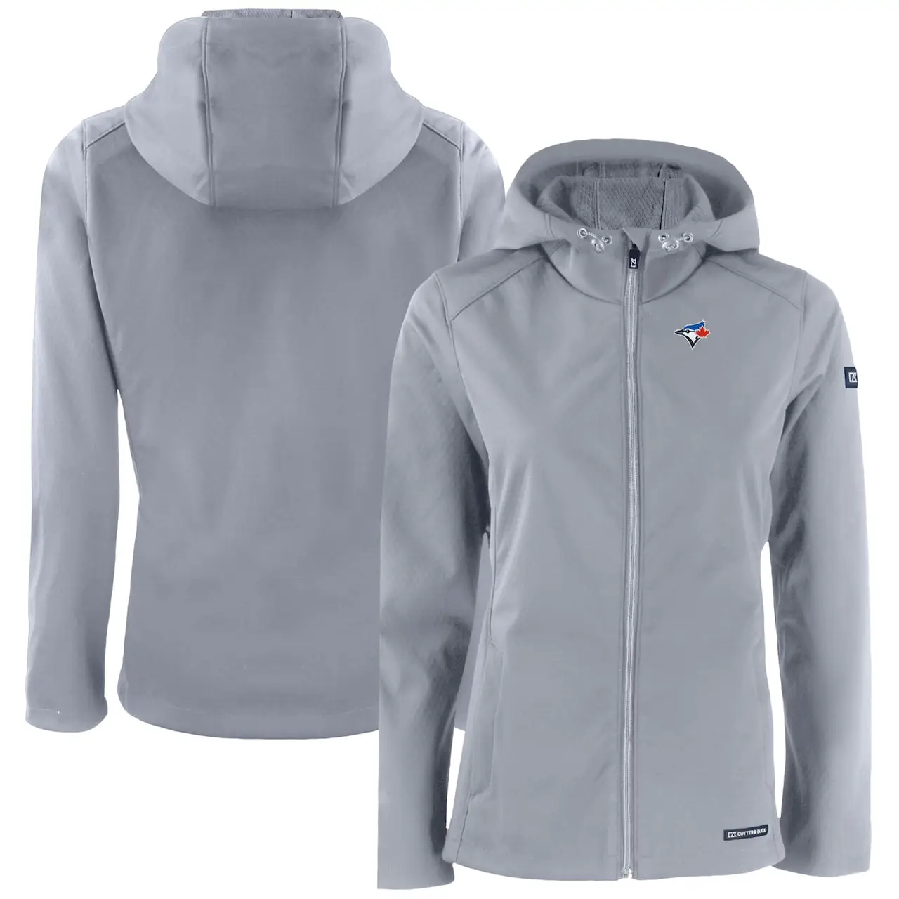 Women's Toronto Blue Jays Cutter & Buck Gray Evoke Eco Softshell Recycled Full-Zip Jacket 3 Women's Toronto Blue Jays Cutter & Buck Gray Evoke Eco Softshell Recycled Full-Zip Jacket