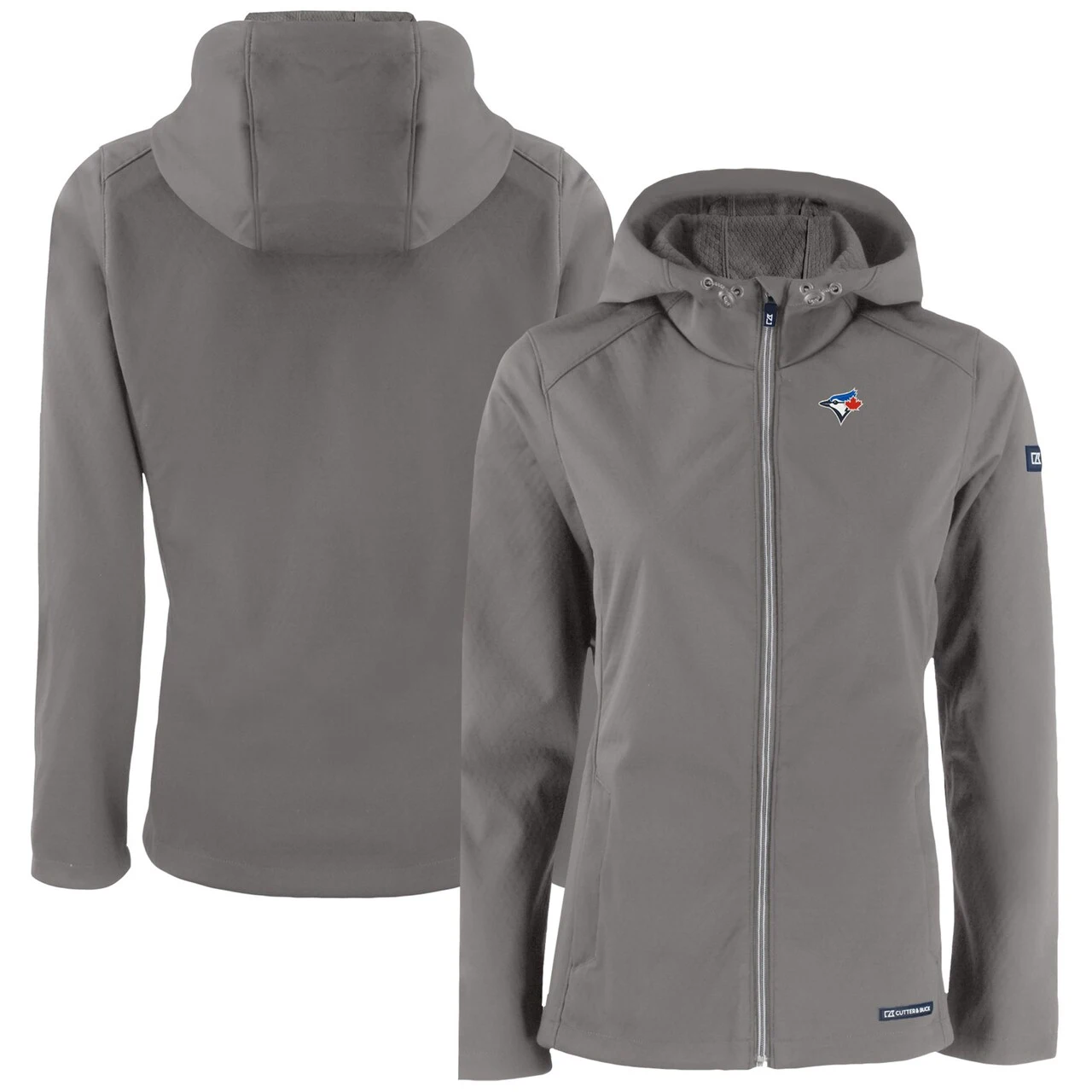Women's Toronto Blue Jays Cutter & Buck Gray Evoke Eco Softshell Recycled Full-Zip Jacket 3 Women's Toronto Blue Jays Cutter & Buck Gray Evoke Eco Softshell Recycled Full-Zip Jacket