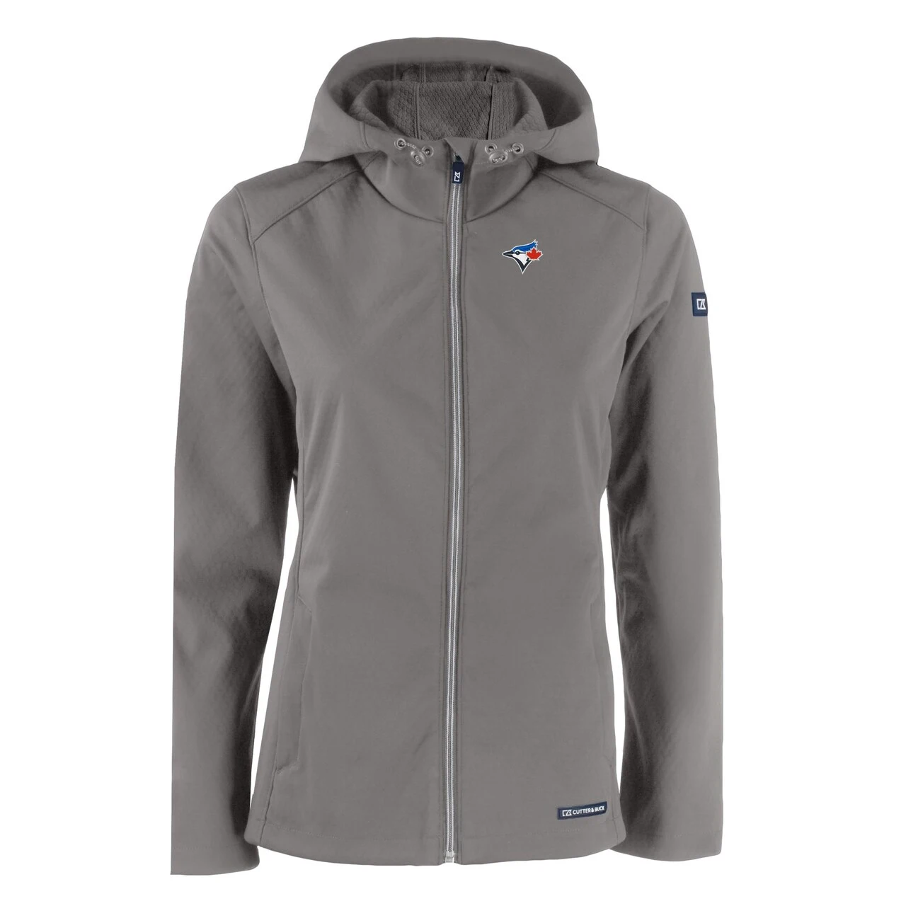 Women's Toronto Blue Jays Cutter & Buck Gray Evoke Eco Softshell Recycled Full-Zip Jacket 4 Women's Toronto Blue Jays Cutter & Buck Gray Evoke Eco Softshell Recycled Full-Zip Jacket - Image 2