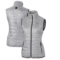 Women's Toronto Blue Jays Cutter & Buck Gray Rainier PrimaLoft Eco Full-Zip Puffer Vest