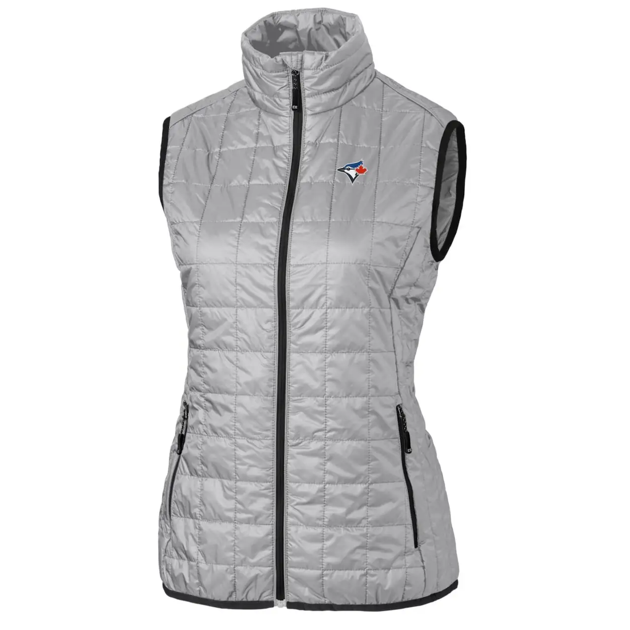 Women's Toronto Blue Jays Cutter & Buck Gray Rainier PrimaLoft Eco Full-Zip Puffer Vest 4 Women's Toronto Blue Jays Cutter & Buck Gray Rainier PrimaLoft Eco Full-Zip Puffer Vest - Image 2
