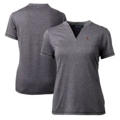 Women's Arizona Diamondbacks Cutter & Buck Heather Charcoal DryTec Forge Stretch V-Neck Blade Top